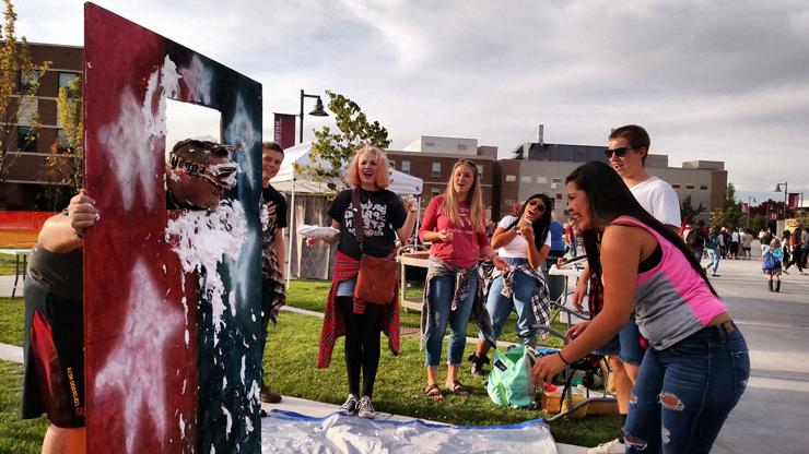 Political Science club pie-throwing contest. 